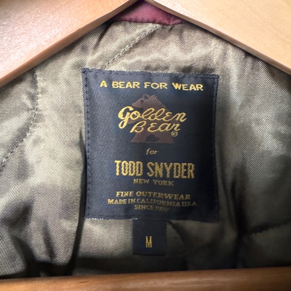 Todd Snyder Burgundy Bomber Jacket with Beige Collar - Picture 6 of 6